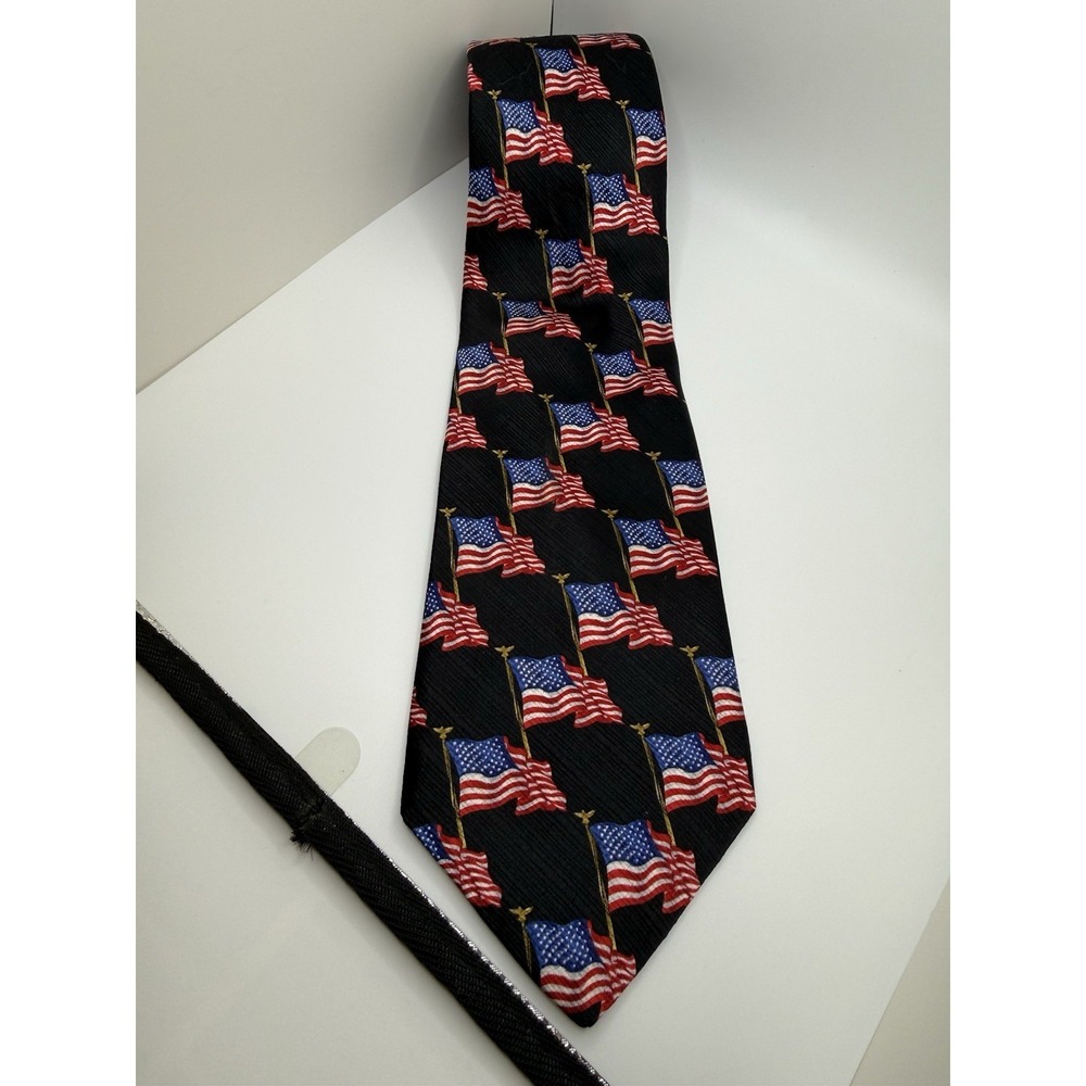 AMERICAN LIFESTYLE United States Patriotic Flag‎ Stars Stripes Men's Silk Tie